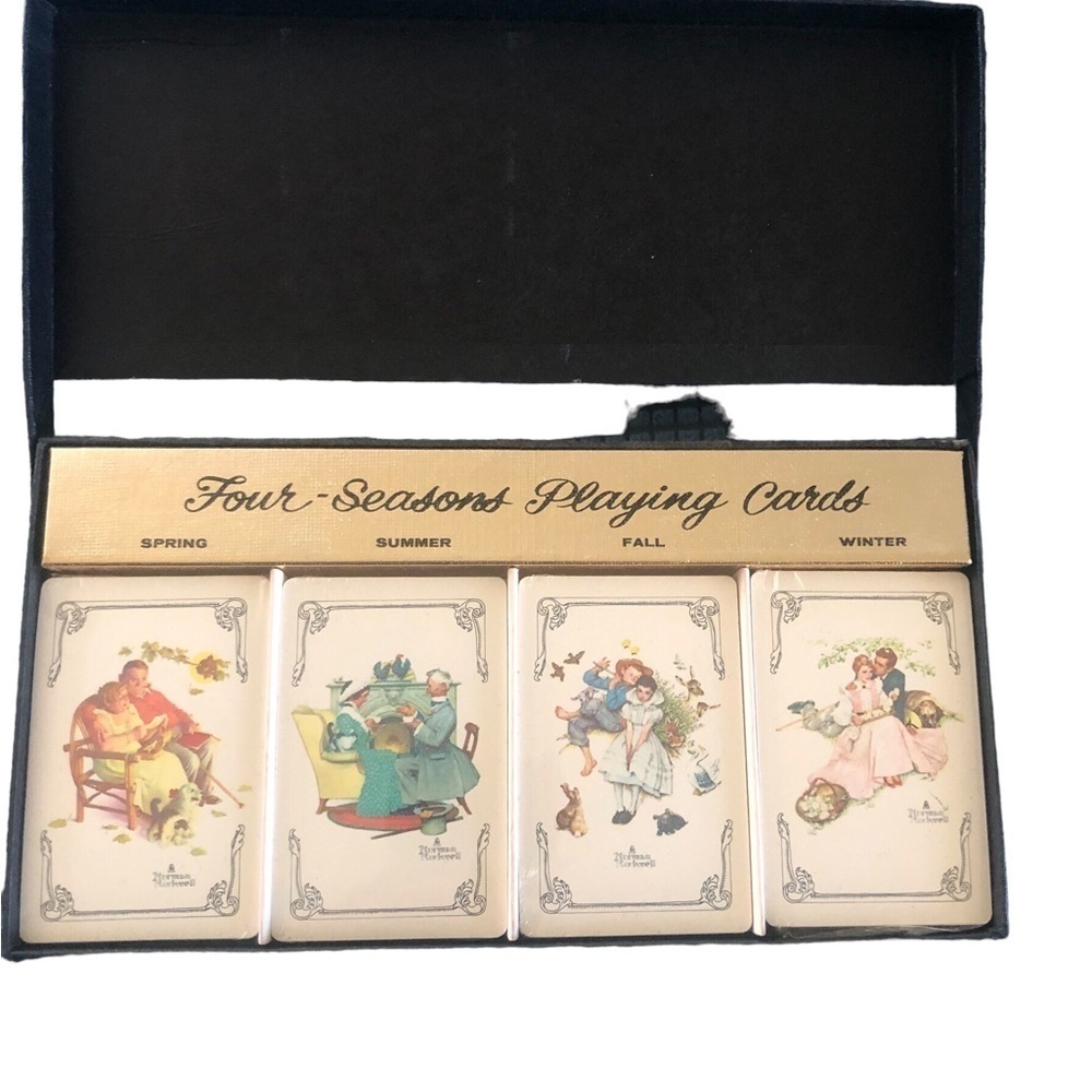 VTG Norman Rockwell Four Season Playing Cards NEW Sealed Boxed Set Collectible